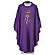 Chasuble in polyester with Chi-Rho monstrance chalice and wheat s16