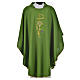 Chasuble in polyester with Chi-Rho monstrance chalice and wheat s3