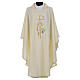 Chasuble in polyester with Chi-Rho monstrance chalice and wheat s5