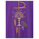 Chasuble in polyester with Chi-Rho monstrance chalice and wheat s7
