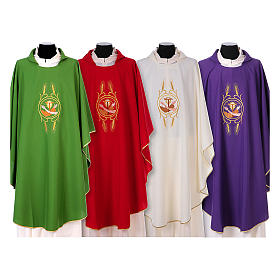 Franciscan chasuble in polyester with Jesus and St.Francis hands