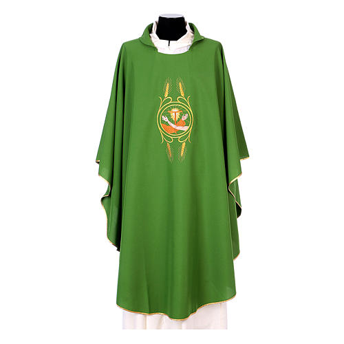 Franciscan Catholic Chasuble in polyester with Jesus and St.Francis hands 3