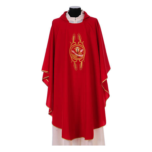 Franciscan Catholic Chasuble in polyester with Jesus and St.Francis hands 4