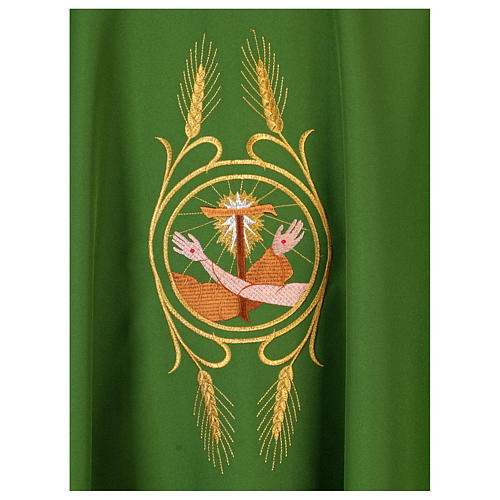 Franciscan Catholic Chasuble in polyester with Jesus and St.Francis hands 16