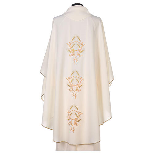 Chasuble in polyester with gold cross and wheat 7