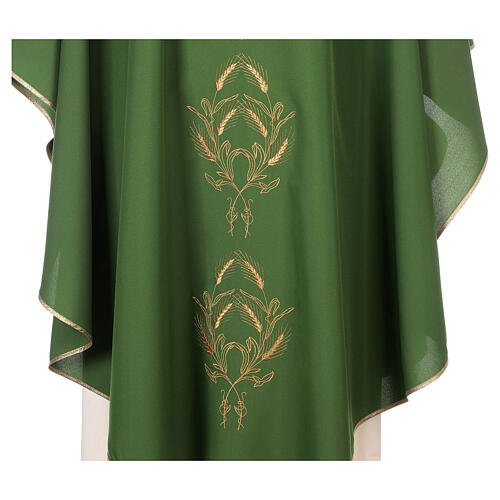 Chasuble in polyester with gold cross and wheat 9