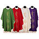 Chasuble in polyester with gold cross and wheat s1