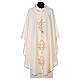 Chasuble in polyester with gold cross and wheat s5