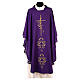 Chasuble in polyester with gold cross and wheat s6