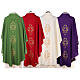Chasuble in polyester with gold cross and wheat s12