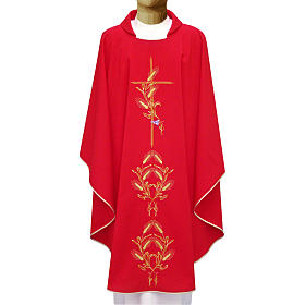 Casule: Casula 100% poliestere croce oro spighe intrecciate Casule: Casula 100% poliestere croce oro spighe intrecciate