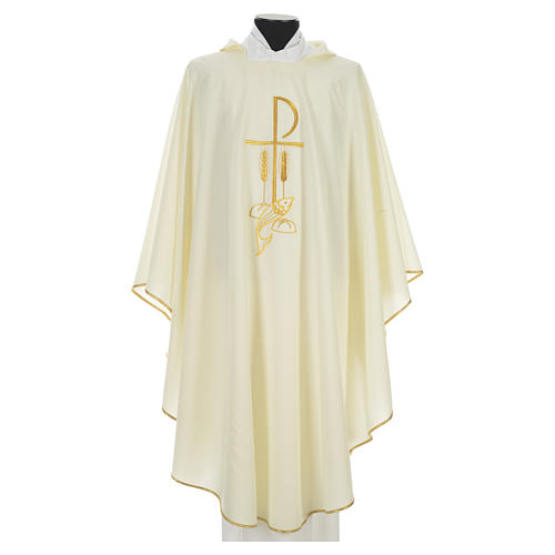 Chasuble in polyester with Chi Rho and Loaves and Bread 5