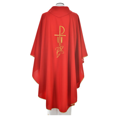 Chasuble in polyester with Chi Rho and Loaves and Bread 8