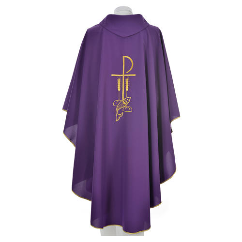 Liturgical Chasuble with Chi Rho and Loaves and Bread in polyester 4
