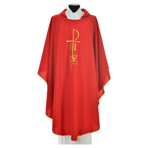 Liturgical Chasuble with Chi Rho and Loaves and Bread in polyester 7