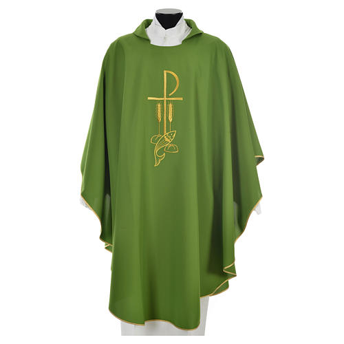 Liturgical Chasuble with Chi Rho and Loaves and Bread in polyester 9