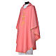 Pink Chasuble in polyester with Chi Rho and Loaves and Bread s2