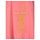 Pink Chasuble in polyester with Chi Rho and Loaves and Bread s5