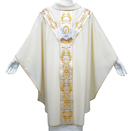 Chasuble in pure wool with Pelican symbol 1