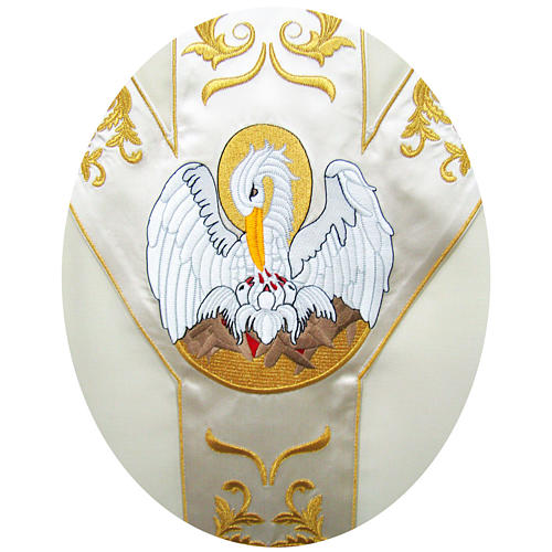 Catholic Chasuble in pure wool with Pelican symbol 2