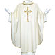Liturgical chasuble in pure wool with golden cross embroidery s1