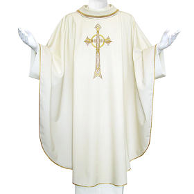 Casullas: Casulla 100% pura lana cruz y borde dorado