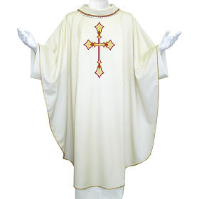 Latin Chasuble in pure wool with golden and red cross