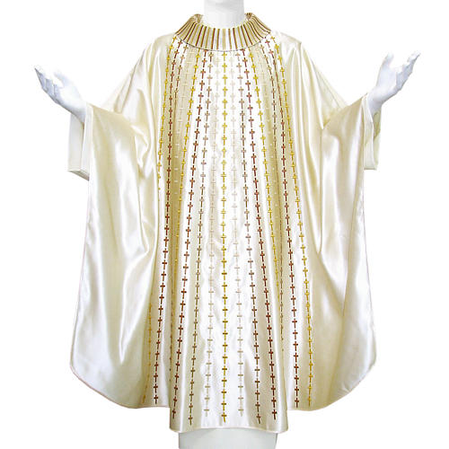 Chasuble in pure silk embroidered with crosses 1