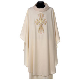 Chasuble in pure wool with silk cross embroidery