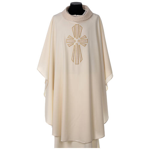 Chasuble in pure wool with silk cross embroidery 1