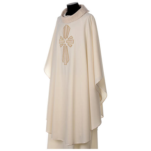 Chasuble in pure wool with silk cross embroidery 5