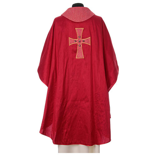 Chasuble in silk with silk cross embroidery and Murano glass 11