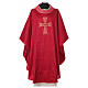 Chasuble in silk with silk cross embroidery and Murano glass s1