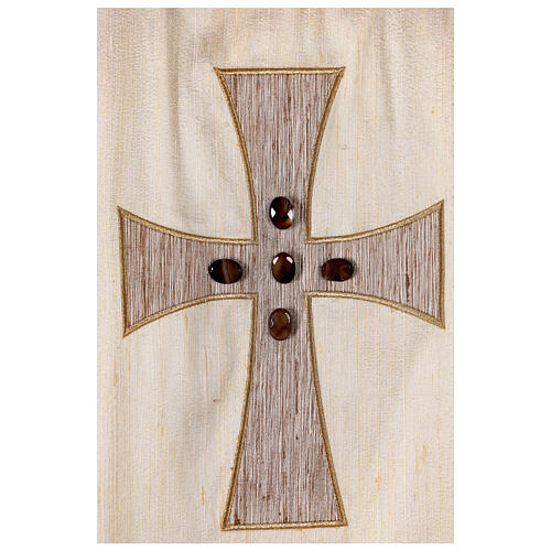 Chasuble liturgique croix appliquée et verre 100% soie 2