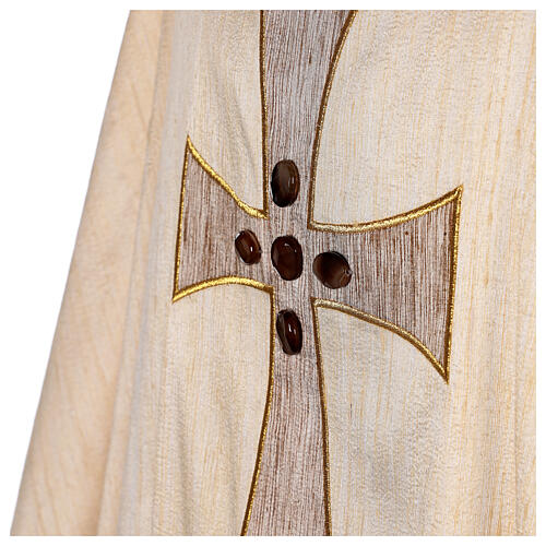 Chasuble liturgique croix appliquée et verre 100% soie 7