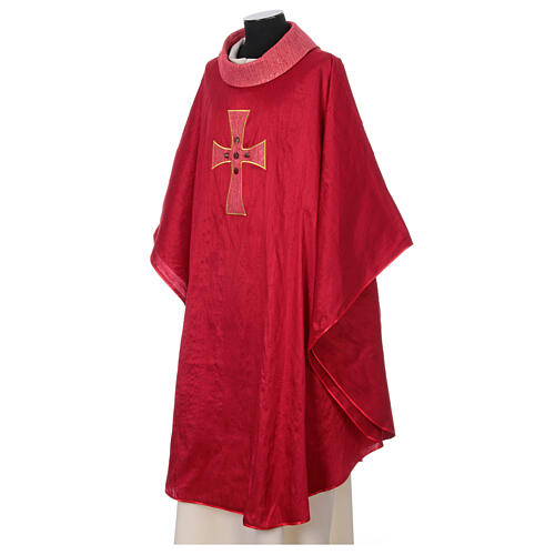 Silk Clerical Chasuble with silk cross embroidery and Murano glass 5