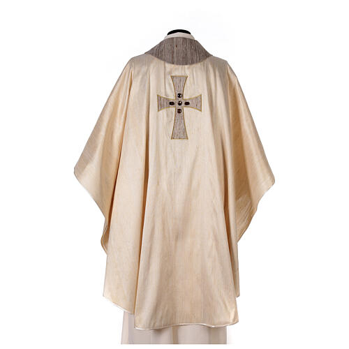 Silk Clerical Chasuble with silk cross embroidery and Murano glass 12