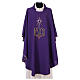 Chasuble in polyester with cross, rays, book and Alpha Omega s6