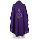 Chasuble in polyester with cross, rays, book and Alpha Omega s7