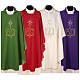 Monastic Chasuble with cross, rays, book and Alpha Omega symbol in polyester s1