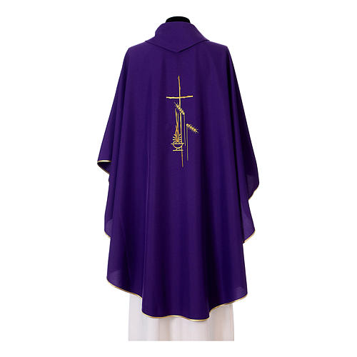 Chasuble in polyester with cross, lantern and wheat symbol 10