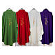 Gothic Chasuble with cross, lantern and wheat symbol in polyester s2