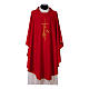 Gothic Chasuble with cross, lantern and wheat symbol in polyester s4