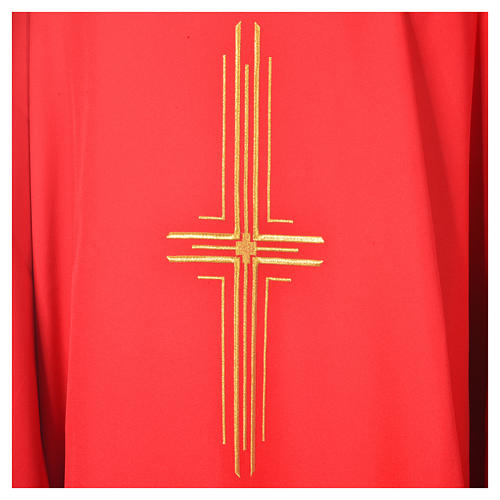 Chasuble in polyester with golden cross 2