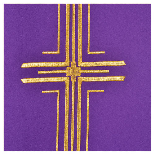 Chasuble in polyester with golden cross 6