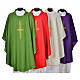 Chasuble in polyester with golden cross s1