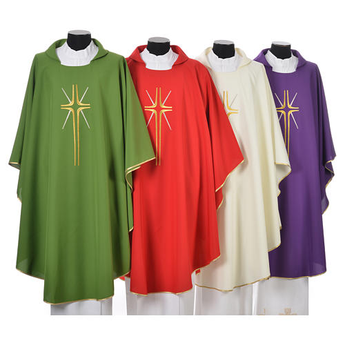 Chasuble in polyester with cross and rays 1