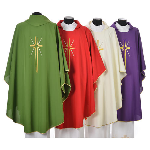 Chasuble in polyester with cross and rays 2