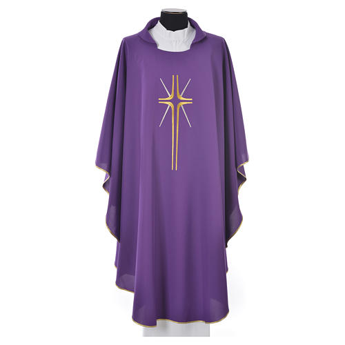 Chasuble in polyester with cross and rays 3
