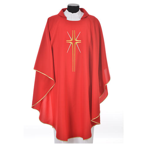 Chasuble in polyester with cross and rays 5